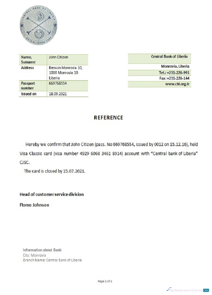Download Liberia Central Bank closure reference Photoshop template